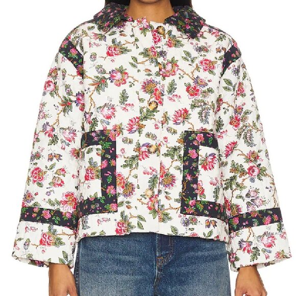 NWT $495 RHODE QUILTED EMIL JACKET IN MACADAMIA MORLAIX FLEUR PRINT SIZE S - Picture 1 of 8